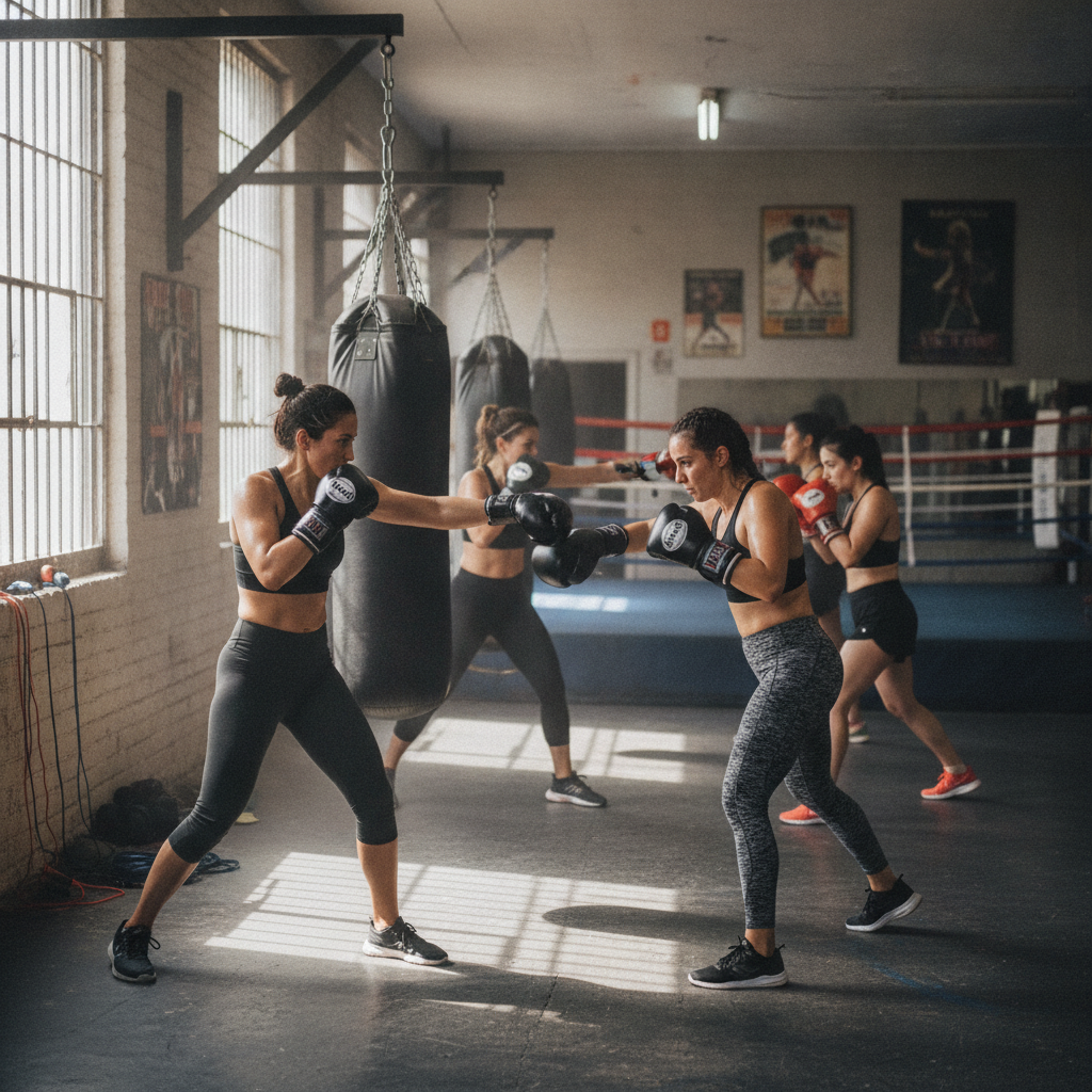 Women participating in boxing fitness classes sunrise fl at Andstill Boxing Gym